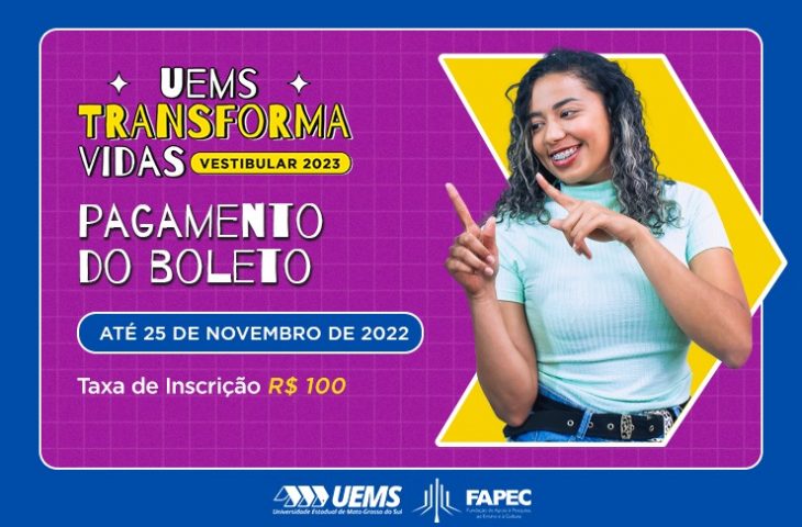 Vestibular UEMS 2023: prazo para pagamento de boleto vai até dia 25