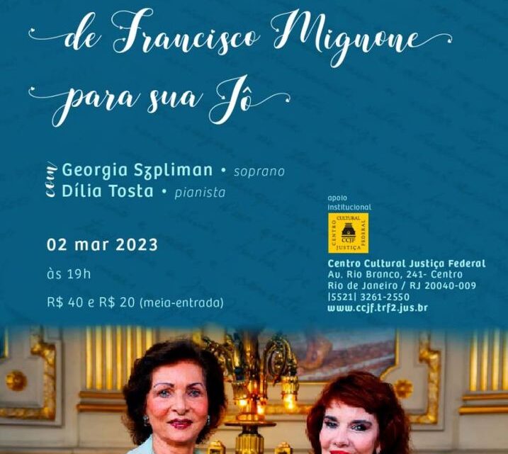 Georgia Szpilman e Dília Tosta celebram os 100 anos de Maria Josephina em concerto especial na quinta-feira, 2/3, no CCJF