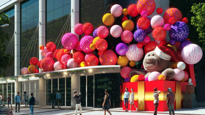 Com muitas cores e ineditismo, artista plástico TOZ assina o Natal 2023 do Shopping Leblon no Rio