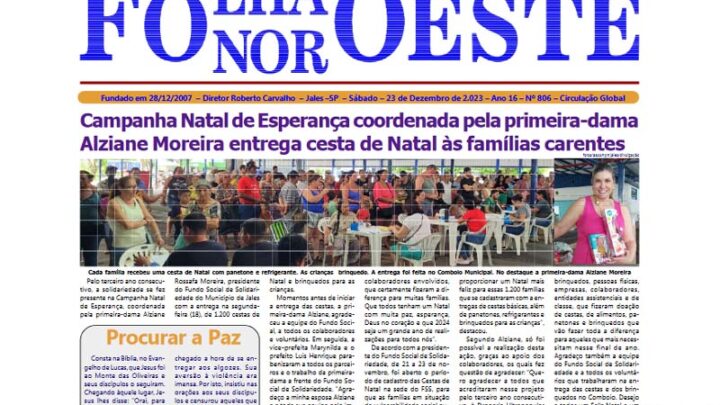 Jornal Folha Noroeste Digital edição 806 de 23122023 Jales SP