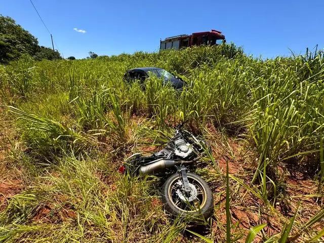 Acidente entre carro e motocicleta mata rapaz de 22 anos em rodovia entre Baitaporã e Anaurilândia no MS