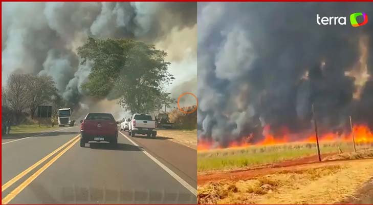 Incêndios de grandes proporções bloqueiam estradas e cobrem cidades de fumaça no interior de SP