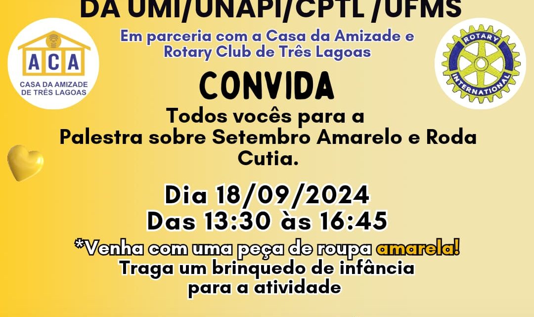 UFMS: Projeto de extensão convida a todos para palestra sobre setembro amarelo