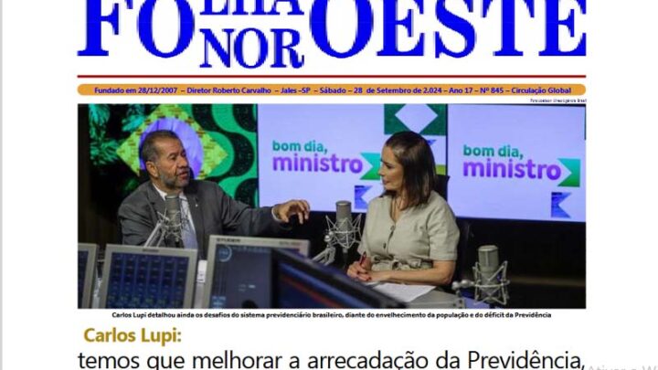 Jornal Folha Noroeste Digital edição 845 de 28092024 Jales SP