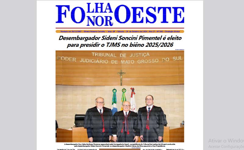 Jornal Folha Noroeste Digital edição 848 de 19102024 Jales SP