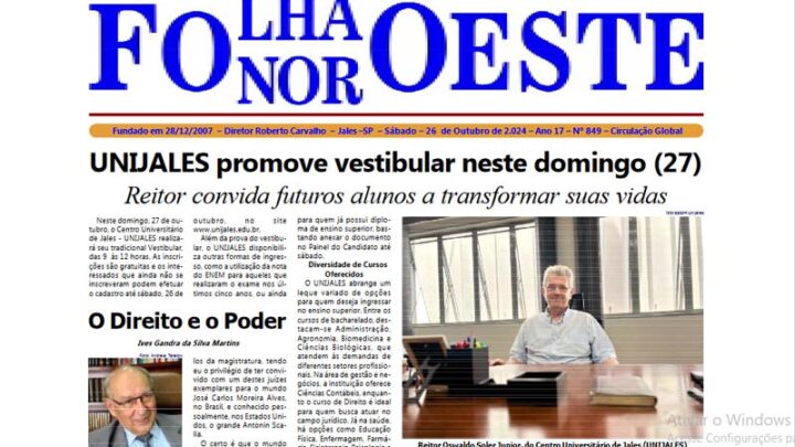 Jornal Folha Noroeste Digital edição 849 de 26102024 Jales SP