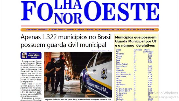 Jornal Folha Noroeste Digital edição 851 de 09112024 Jales SP