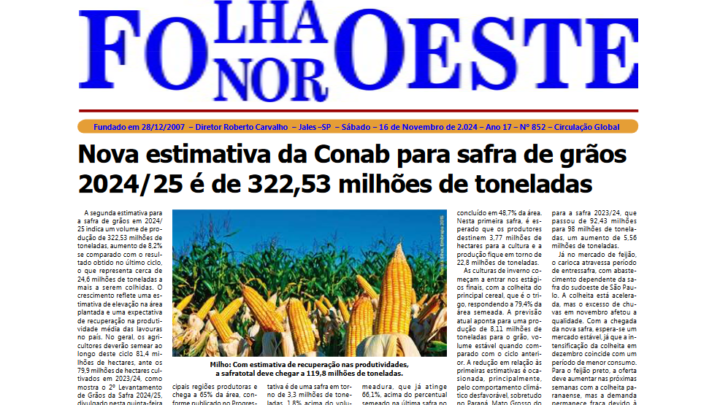 Jornal Folha Noroeste Digital edição 852 de  16112024 Jales SP