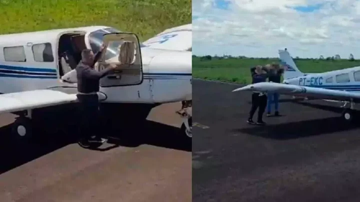 Avião que saiu de MS é interceptado com 400 kg de cocaína em São Paulo. VEJA O VÍDEO