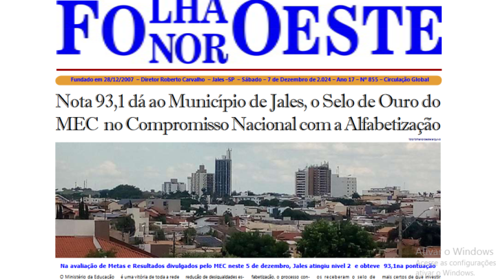 Jornal Folha Noroeste Digital edição 855 de 07122024 Jales SP