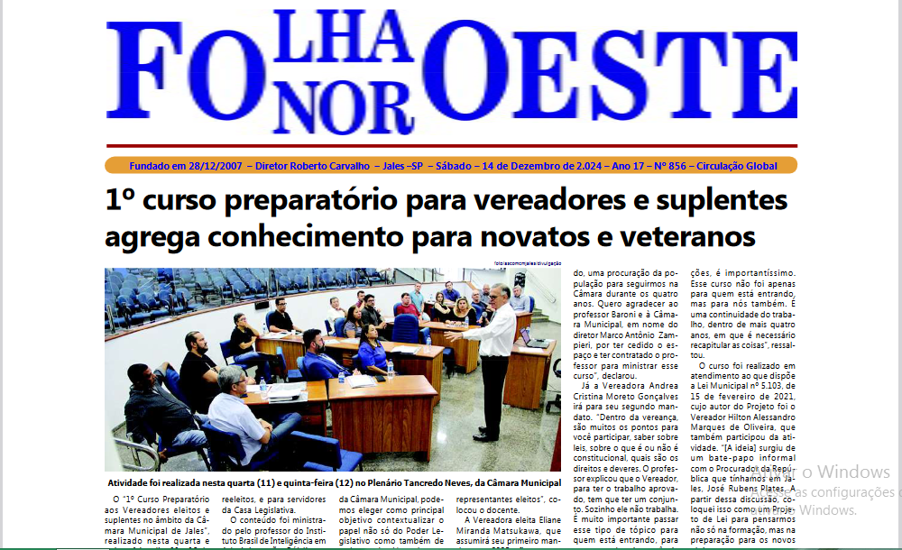 Jornal Folha Noroeste Digital edição 856 de 14122024 Jales SP