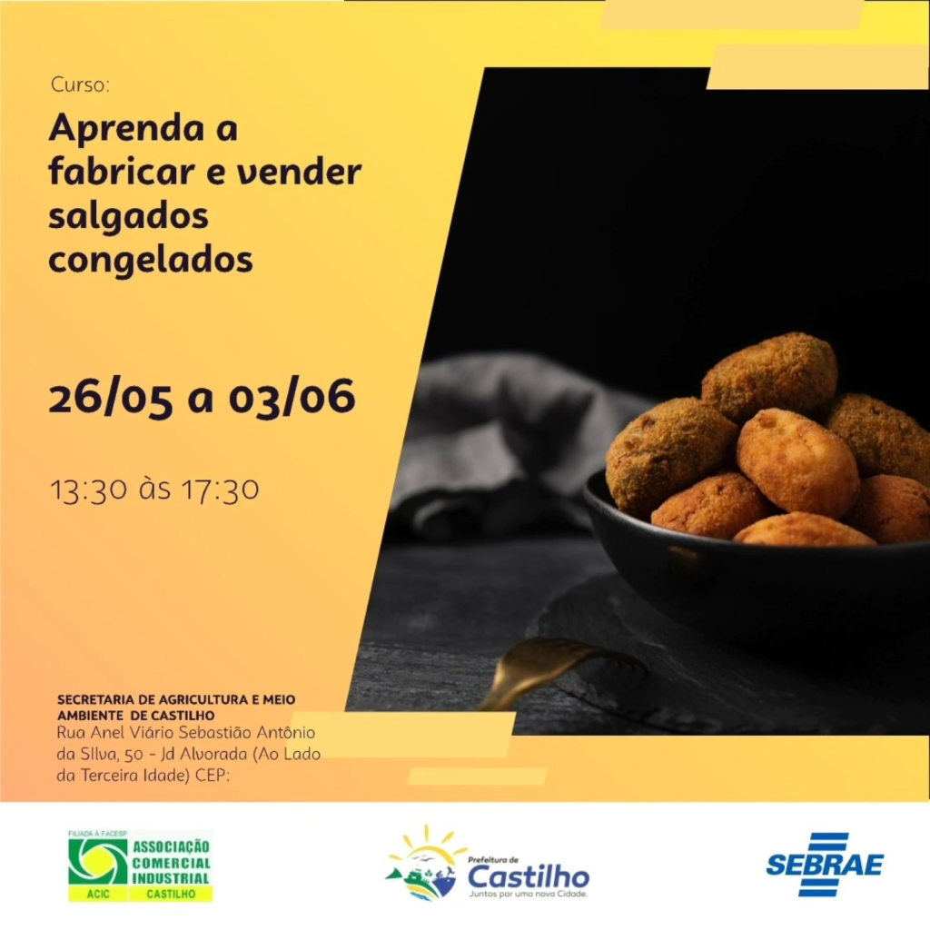 5 Razões para Você Fazer o Curso de Salgados Congelados em Castilho 2 Aprenda a fabricar e vender salgados congelados em Castilho com técnicas profissionais e conquiste o mercado com produtos deliciosos e práticos.